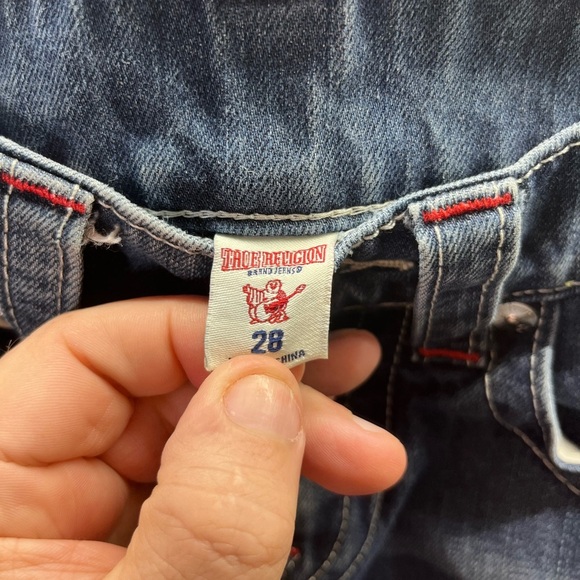 True Religion Flap Pocket Straight Jeans Womens 28 Blue Denim Stretch 2509 - Picture 2 of 11